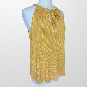 Adrianna Papell Medium Pleated Halter Tie‎ Neck Top Shirt Blouse Polka Dot NEW